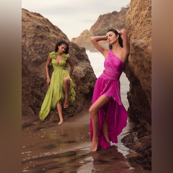 Mac Duggal One Shoulder Pleated Charmeuse Gown with Slit 49837 - Picture 16 of 16